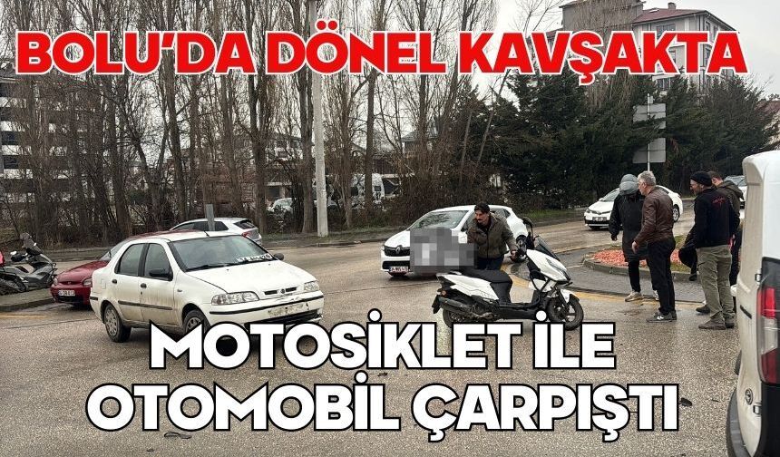 Bolu'da dönel kavşakta motosiklet ile otomobil çarpıştı