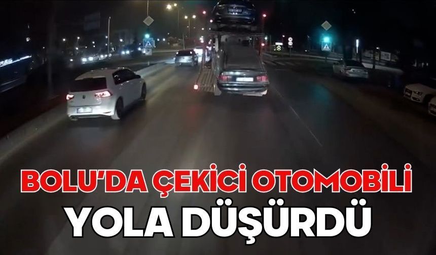 Bolu'da çekici otomobili yola düşürdü