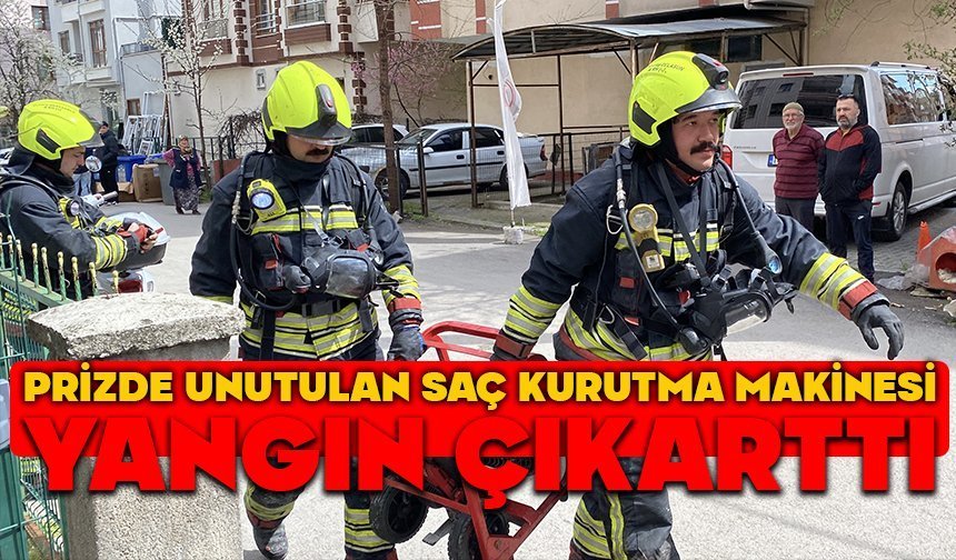 Prizde unutulan saç kurutma makinesi yangın çıkarttı