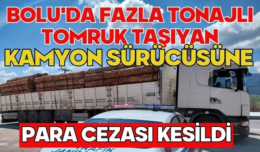 Bolu'da fazla tonajlı tomruk taşıyan kamyon sürücüsüne para cezası kesildi