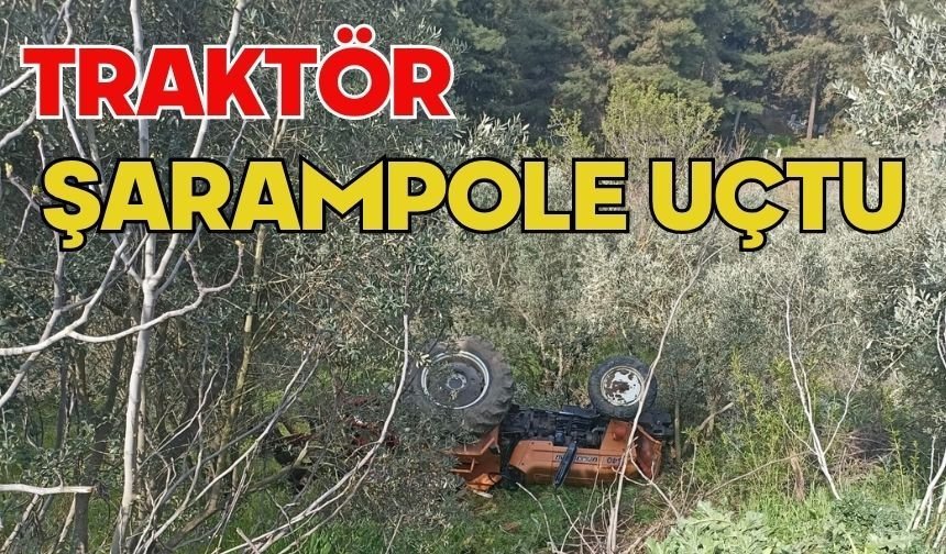 Traktör şarampole uçtu