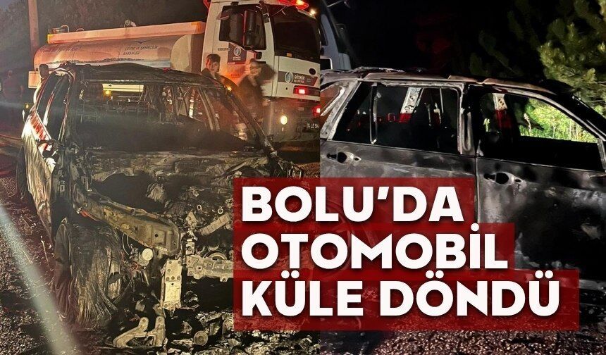Bolu'da otomobil kül oldu