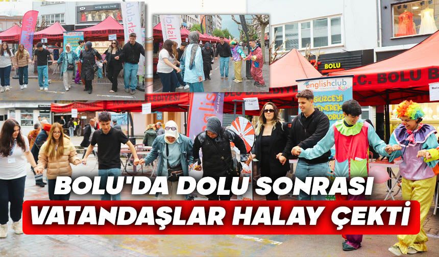 Bolu'da dolu sonrası vatandaşlar halay çekti