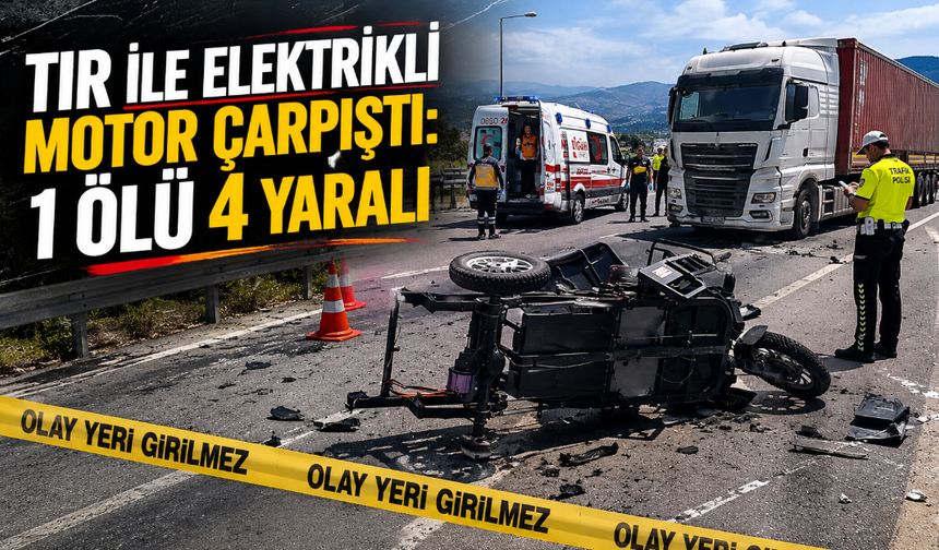 Tır ile elektrikli motor çarpıştı: 1 ölü 4 yaralı