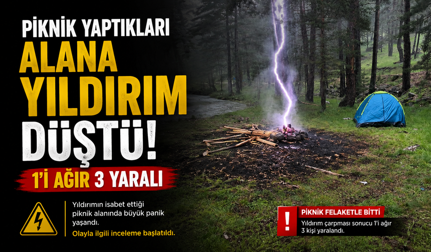 Piknik yaptıkları alana yıldırım düştü: 1'i ağır 3 yaralı