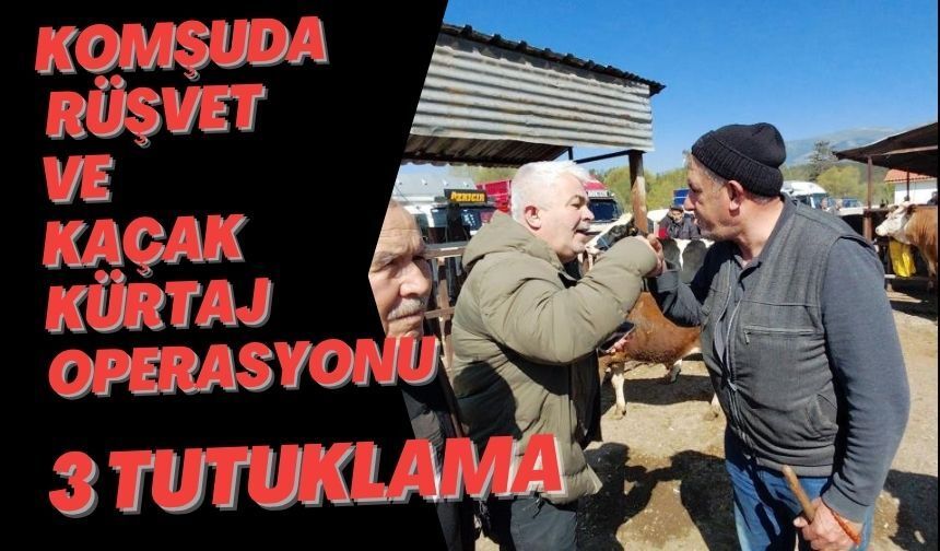 KOMŞUDA RÜŞVET VE KAÇAK KÜRTAJ OPERASYONU; 3 TUTUKLAMA