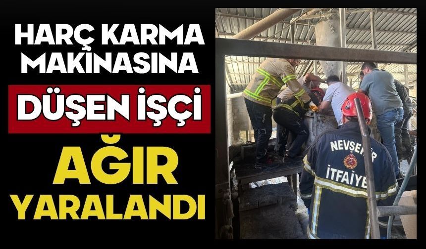 Harç karma makinasına düşen işçi ağır yaralandı