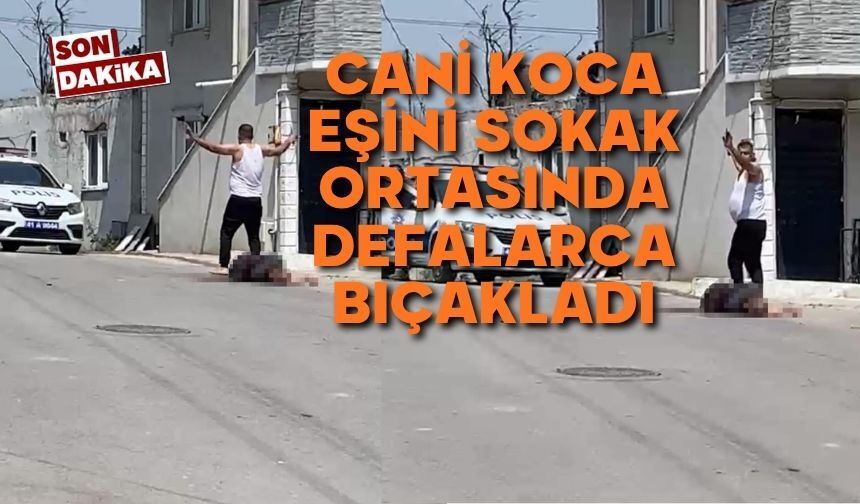 Eşini sokak ortasında defalarca bıçakladı