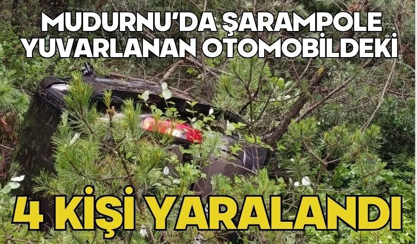 MUDURNU’DA ŞARAMPOLE YUVARLANAN OTOMOBİLDEKİ 4 KİŞİ YARALANDI