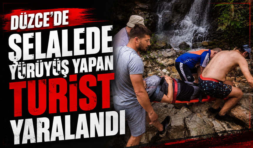 Düzce'de şelalede yürüyüş yapan turist yaralandı