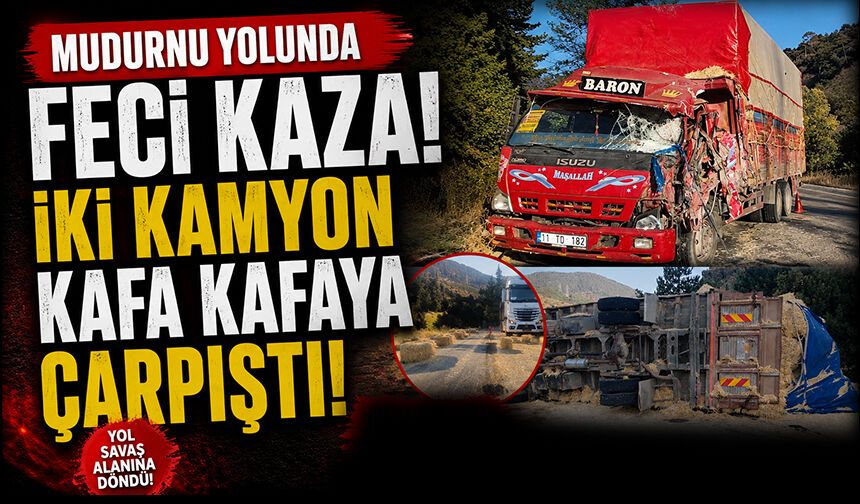 Mudurnu Yolunda Feci Kaza! İki Kamyon Kafa Kafaya Çarpıştı