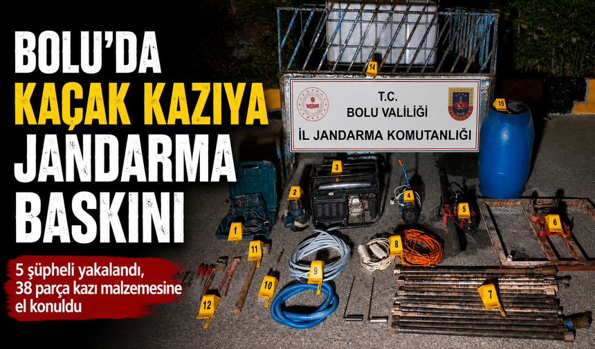 Bolu’da kaçak kazıya jandarma baskını