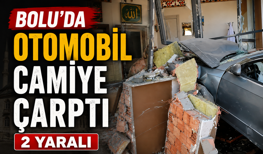 Bolu’da otomobil camiye çarptı 2 yaralı