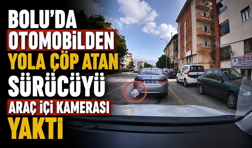 Bolu'da otomobilden yola çöp atan sürücüyü araç içi kamerası yaktı