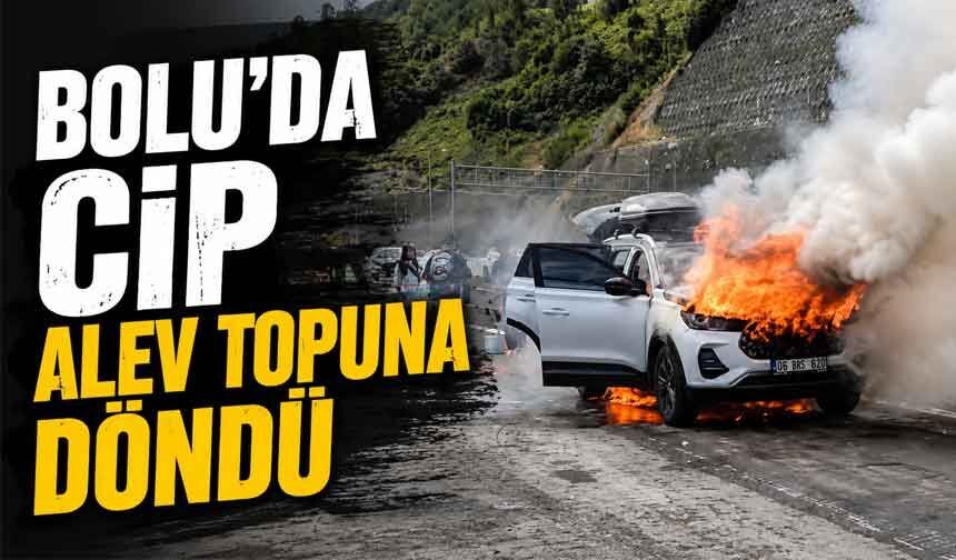 Bolu'da otomobil alev topuna döndü
