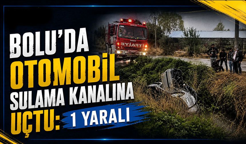 Bolu'da otomobil sulama kanalına uçtu: 1 yaralı