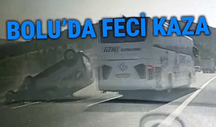 Bolu'da takla atan otomobilde faciaya ramak kaldı