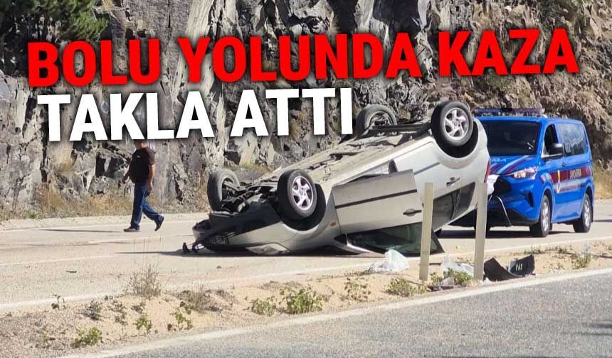 Bolu'da hafif ticari araç takla attı