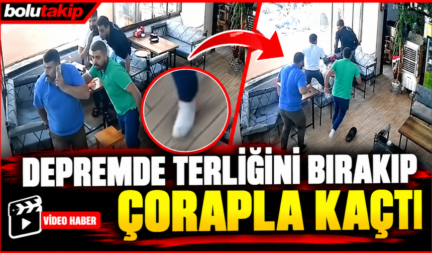 Depremde terliğini bırakıp çorapla kaçtı