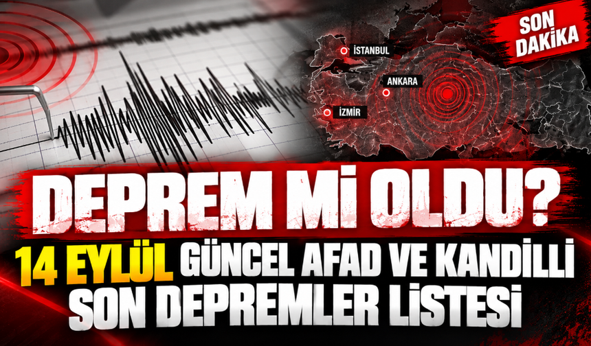 SON DAKİKA | Deprem mi oldu? 14 Eylül güncel AFAD ve Kandilli son depremler listesi