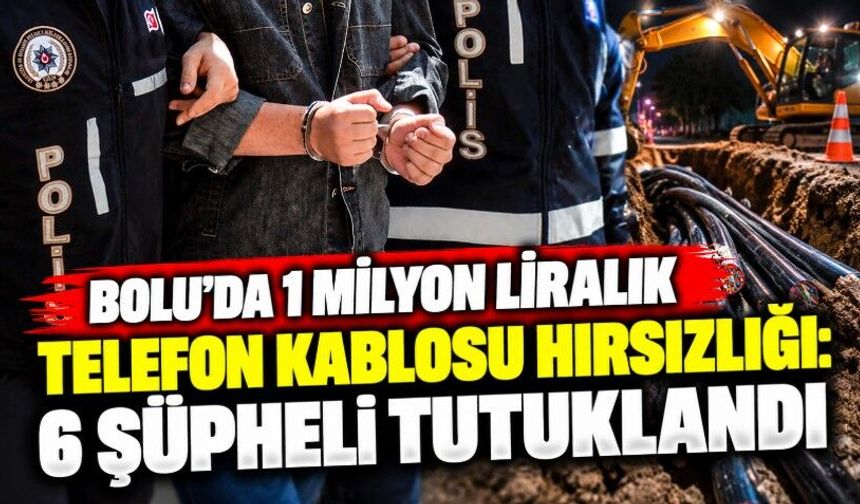 Bolu’da 1 Milyon Liralık Telefon Kablosu Hırsızlığı: 6 Şüpheli Tutuklandı