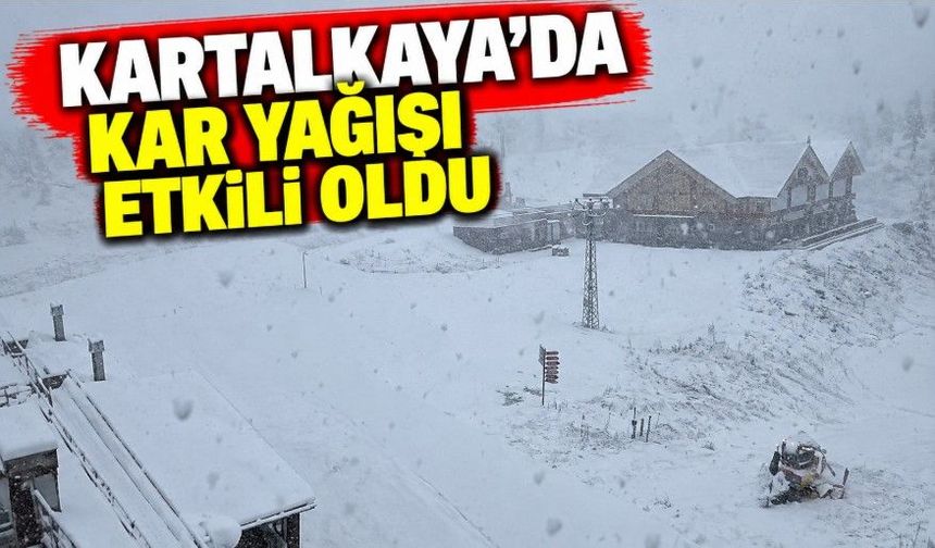 Kartalkaya'da kar yağışı etkili oldu