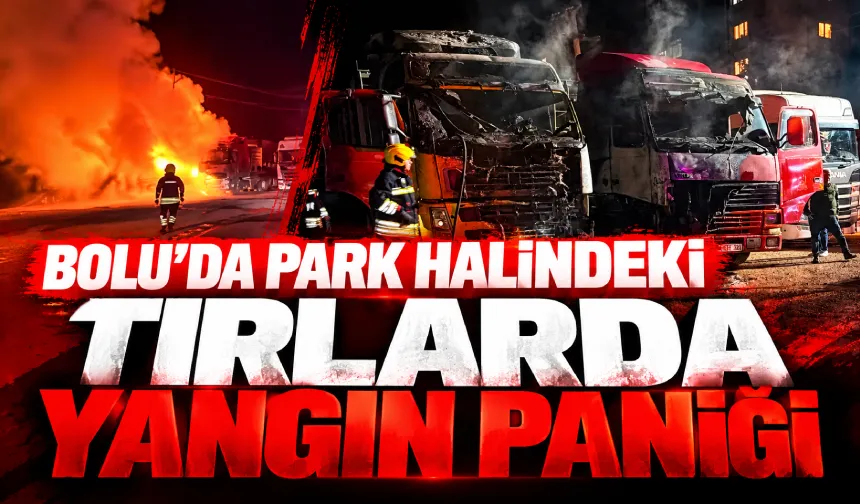 Bolu’da park halindeki tırlarda yangın paniği